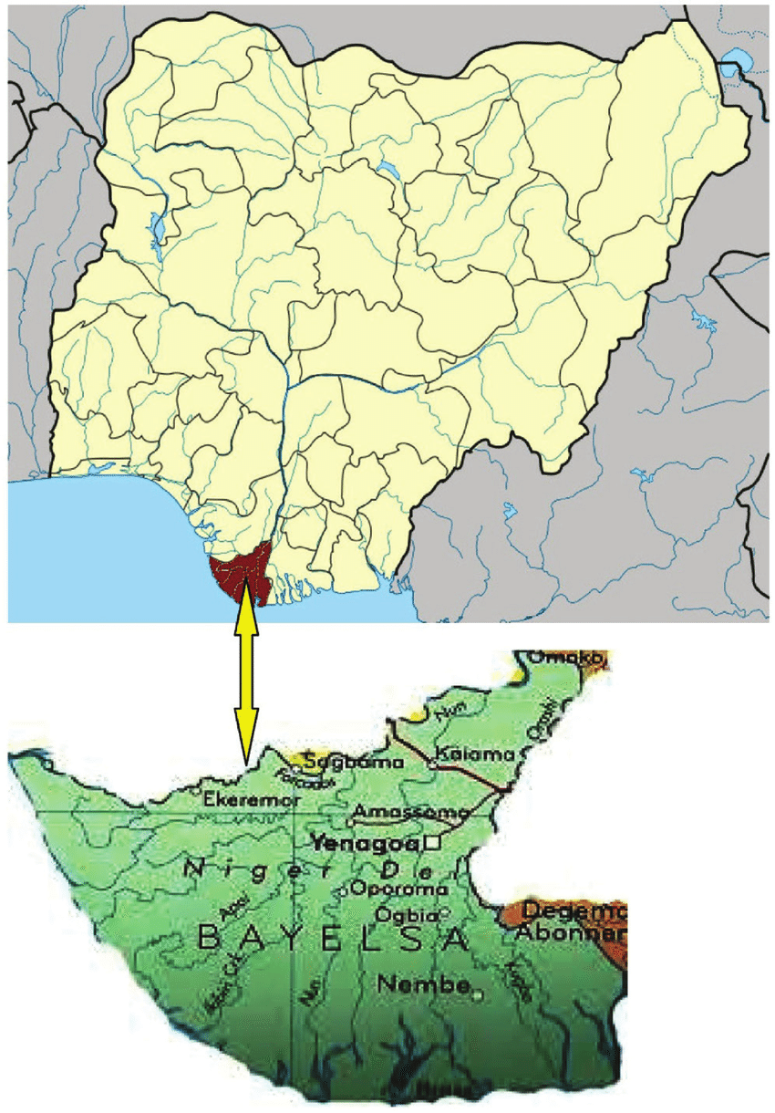 Map Of Nigeria Showing Bayelsa State With The Eight Local Government Areas 